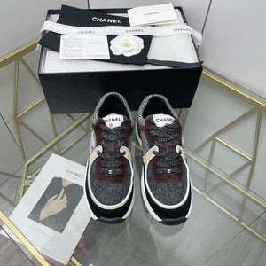 Chanel Women's Sneaker Shoes G38756 Gray and Brown - 35 - View 1