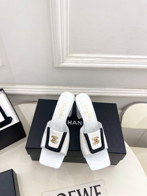 Chanel Women's Square-toe Flip-top Slippers 8.5cm C93332 - Euro 35=US 4 - View 1