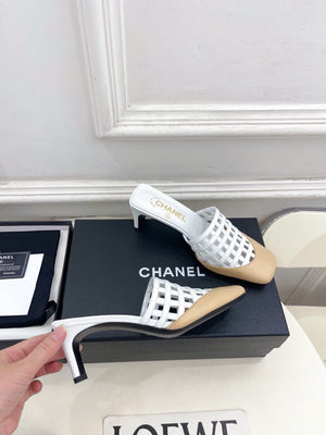 Chanel Women's Woven Openwork Square-toe Mules 6cm C93351 - Euro 35=US 4 - View 4