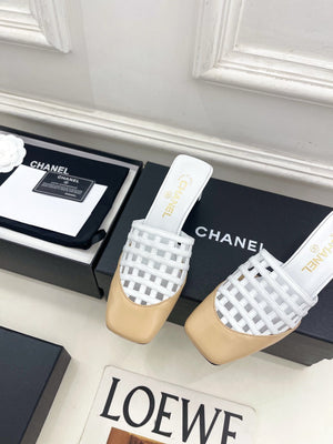 Chanel Women's Woven Openwork Square-toe Mules 6cm C93351 - Euro 35=US 4 - View 6