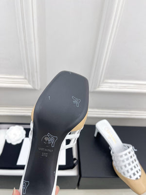 Chanel Women's Woven Openwork Square-toe Mules 6cm C93351 - Euro 35=US 4 - View 9