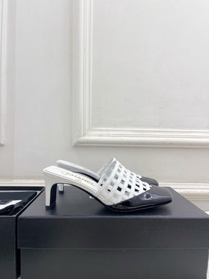 Chanel Women's Woven Openwork Square-toe Mules 6cm C93352 - Euro 35=US 4 - View 2