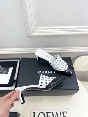 Chanel Women's Woven Openwork Square-toe Mules 6cm C93352 - Euro 35=US 4 - View 4