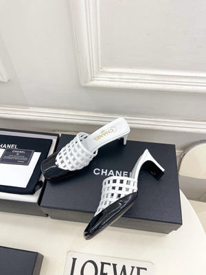 Chanel Women's Woven Openwork Square-toe Mules 6cm C93352 - Euro 35=US 4 - View 5