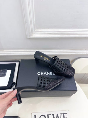 Chanel Women's Woven Openwork Square-toe Mules 6cm C93353 - Euro 35=US 4 - View 4