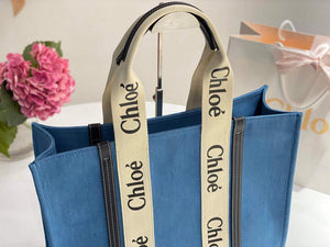 Chloe 382E6690U Large Woody Tote Bag Blue - Default Title - View 2