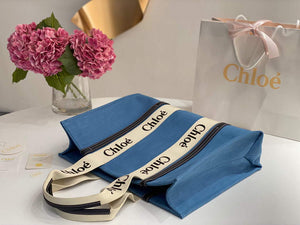 Chloe 382E6690U Large Woody Tote Bag Blue - Default Title - View 5