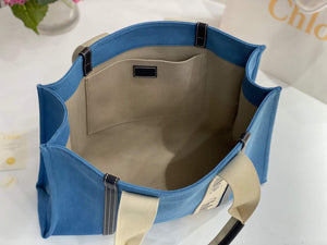 Chloe 382E6690U Large Woody Tote Bag Blue - Default Title - View 7