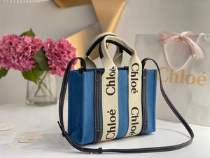 Chloe 385E6690U Small Woody Tote Bag Blue - Default Title - View 3