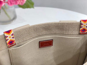 Chloe 383G4227S Medium Woody Tote Bag in Cotton Canvas Orange - Default Title - View 8