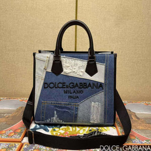 DG 2012AO9988B015 Dolce & Gabbana Edge logo patch denim shopping bag - Default Title - View 1