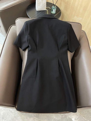 Dio 117P31 Gold Thread Embroidery JAdior?? Double Breasted Black Short Sleeve Dress - S - View 2