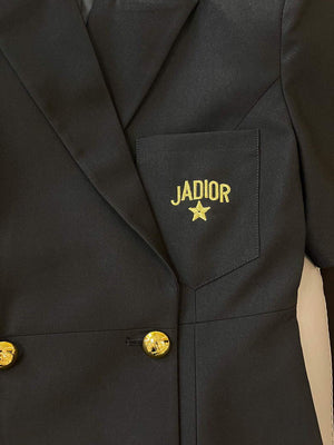 Dio 117P31 Gold Thread Embroidery JAdior?? Double Breasted Black Short Sleeve Dress - S - View 8
