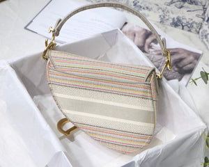Dio Saddle Bag M0446 Beige Toile de Jouy Embroidery - Default Title - View 7