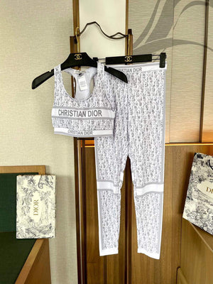 Dior 117P24 Fitness Yoga Clothing Sports Suit White - S - View 1