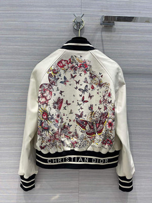 Dior 117P26 Baseball Leather Jacket Floral Print white - 36 - View 1