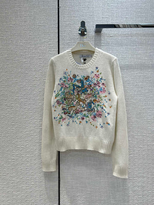 Dior 154S32 Women's Sweaters Designer Dior Ecru Dior Des Vents Cashmere D38132 - S - View 2
