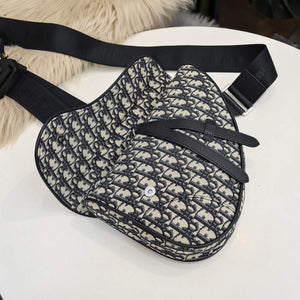 Dior 1ADPO093 Saddle Men Bag Dior Oblique Jacquard Black With Beige - Default Title - View 7