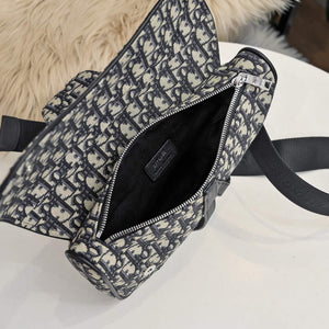 Dior 1ADPO093 Saddle Men Bag Dior Oblique Jacquard Black With Beige - Default Title - View 9