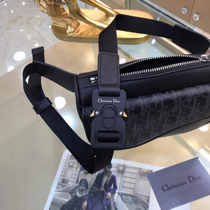 Dior 1ADPO223 Saddle Belt Bag Dior Oblique Galaxy Leather Black - Default Title - View 5