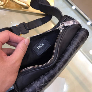 Dior 1ADPO223 Saddle Belt Bag Dior Oblique Galaxy Leather Black - Default Title - View 9