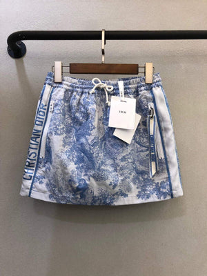 Dior 221J41 Spring/Summer Classic Print Miniskirt Blue - 36 - View 1