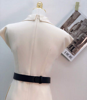 Dior 241R45 Mid Length Belted Dress White - S - View 7
