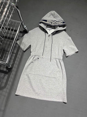 Dior 241R49 Mid Length Belted Dress Gray - S - View 1