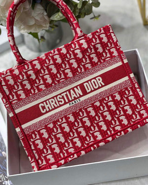 Dior Book Tote M1265 Small Dior Oblique Embroidery Red - Default Title - View 2