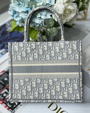 Dior Book Tote M1265 Small Dior Oblique Embroidery Gray - Default Title - View 6
