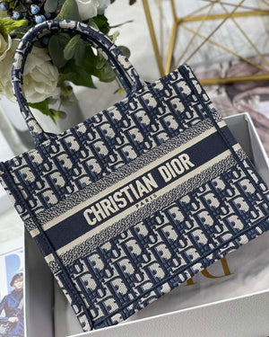 Dior Book Tote M1265 Small Dior Oblique Embroidery Blue - Default Title - View 2