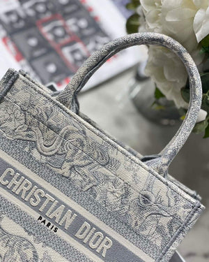 Dior Book Tote M1265 Small Dior Toile De Jouy Reverse Embroidery Gray - Default Title - View 3