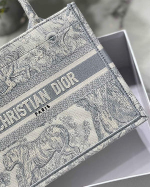 Dior Book Tote M1265 Small Dior Toile De Jouy Reverse Embroidery Gray - Default Title - View 4