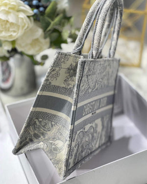Dior Book Tote M1265 Small Dior Toile De Jouy Reverse Embroidery Gray - Default Title - View 7