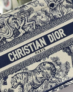 Dior Book Tote M1265 Small Dior Toile De Jouy Reverse Embroidery Blue - Default Title - View 3