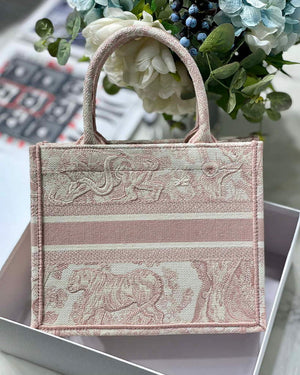 Dior Book Tote M1265 Small Dior Toile De Jouy Reverse Embroidery Pink - Default Title - View 5