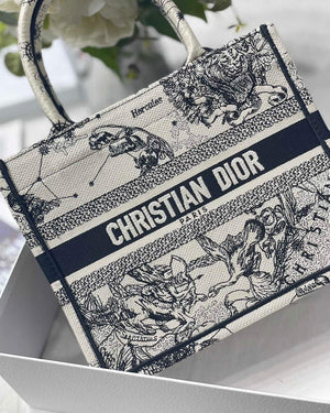 Dior Book Tote M1265 Small Latte Toile De Jouy Zodiac Embroidery Beige - Default Title - View 2