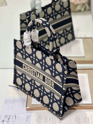 Dior Book Tote M1296 Medium Beige and Blue Macrocannage Embroidery M0080 - Default Title - View 3