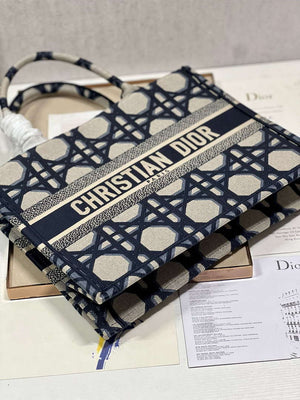 Dior Book Tote M1296 Medium Beige and Blue Macrocannage Embroidery M0080 - Default Title - View 8