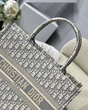 Dior Book Tote M1296 Medium Beige Dior Oblique Embroidery M0082 - Default Title - View 2