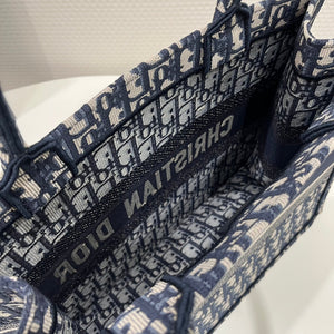 Dior Book Tote M1296 Medium Ecru and Blue Dior Oblique Embroidery - Default Title - View 6