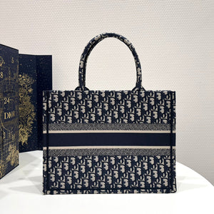 Dior Book Tote M1296 Medium Ecru and Blue Dior Oblique Embroidery - Default Title - View 9