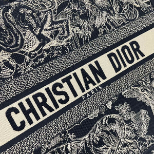 Dior Book Tote M1296 Medium Ecru and Blue Toile de Jouy Embroidery M0073 - Default Title - View 2