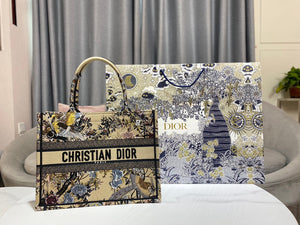 Dior Book Tote M1296 Medium Latte Multicolor Dior Jardin d'Hiver Embroidery M0090 - Default Title - View 1