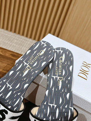 Dior KCO109EZO Dway Slide Embroidered Cotton and Deep Blue Miss Dior Allover Motif Shoes D82985 - Euro 35=US 4 - View 6