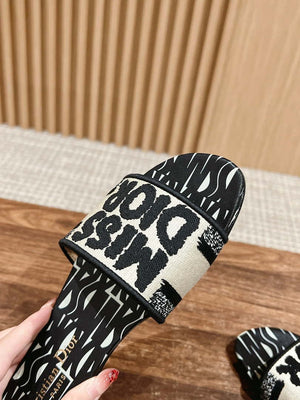 Dior KCO109EZO Dway Slide Embroidered Cotton Miss Dior Allover Motif Shoes D82988 - Euro 35=US 4 - View 6