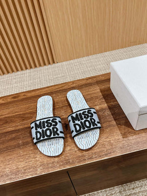 Dior KCO109EZO Dway Slide Embroidered Cotton Miss Dior Allover Motif Shoes D82989 - Euro 35=US 4 - View 1