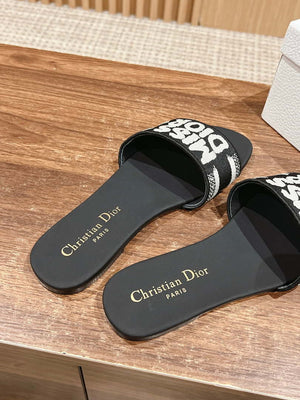 Dior KCO109EZO Dway Slide Embroidered Cotton Miss Dior Allover Motif Shoes D82991 - Euro 35=US 4 - View 6