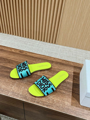 Dior KCO109EZO Dway Slide Embroidered Cotton Miss Dior Allover Motif Shoes D82992 - Euro 35=US 4 - View 2
