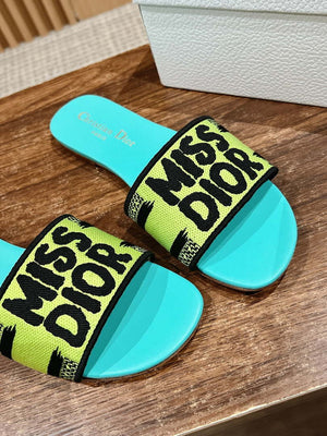 Dior KCO109EZO Dway Slide Embroidered Cotton Miss Dior Allover Motif Shoes D82993 - Euro 35=US 4 - View 7